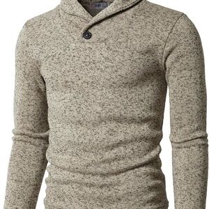Men's H2H pullover fitted sweatshirt shawl collar with Button Detail size Medium